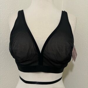 Smart & Sexy Solid Black Mesh Bra NWT size XL adjustable straps breathable